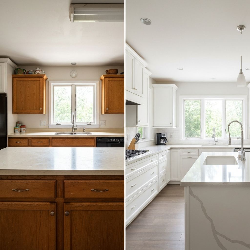 Before and after kitchen renovation comparison