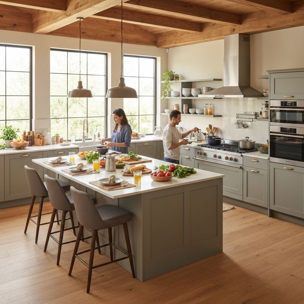 Family cooking together in a modern functional kitchen