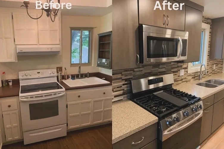 Kitchen transformation before and after with modern finishes